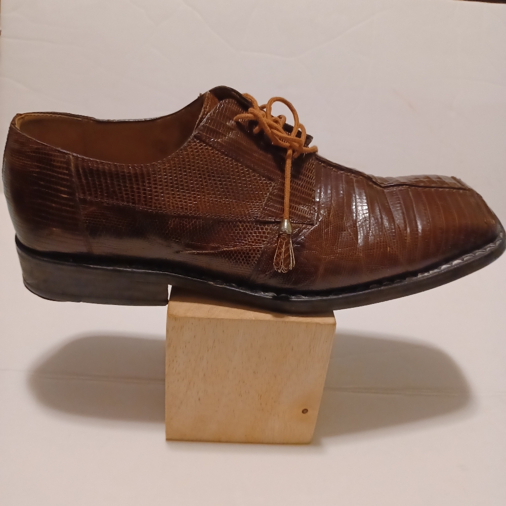 DAVID EDEN Men's Brown Leather Lace-up Dress Shoes.